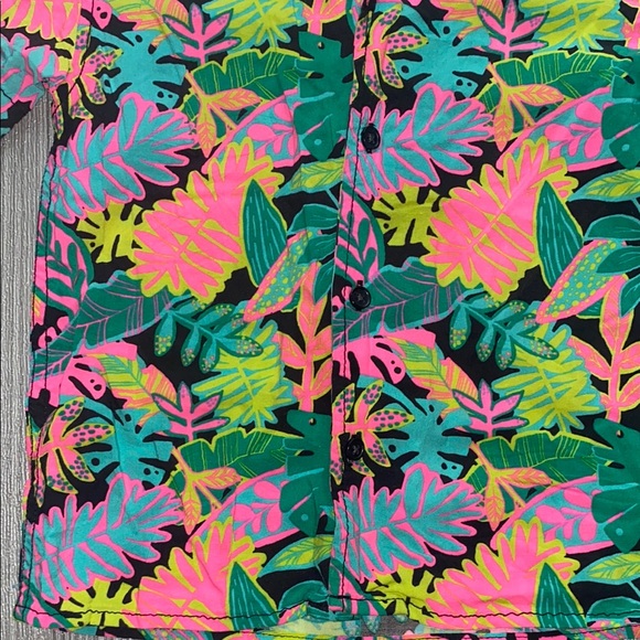 Kids Cat & Jack Vibrant Tropical Leaf Print Shirt - Picture 2 of 6